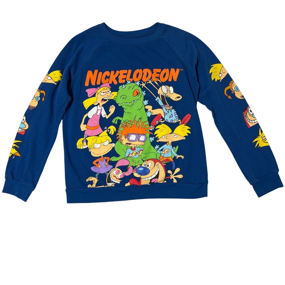 Nickelodeon Kids Cartoon Crewneck Sweatshirt S 3-5 Rugrats Hey Arnold Ren Stimpy